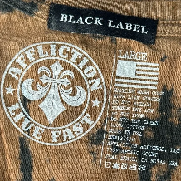 Affliction Men's Short Sleeve Graphic T-shirt - Black/Brown-Size: Large - NWOT - Picture 13 of 13